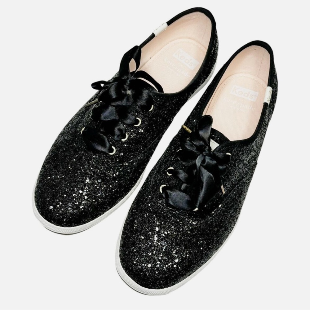 Keds x Kate Spade Champion Glitter Lace Up Sneakers Black Women Size 9.5 - Picture 3 of 13